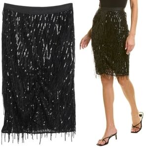New Dorothee Schumacher Sequin Shimmer Black Pencil Midi Skirt NWT 6 US/Medium